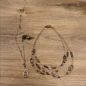 Elegant Multi-Layered Necklace and Earring Set
